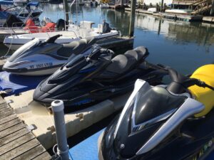 A row of jet skis